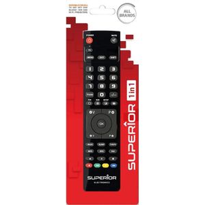 Superior Slim1in1 Universele-Statning Fjernbetjening (Universele afstandsbediening, Infrarood), Afstandsbediening, Zwart