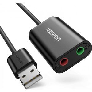 Ugreen - Externe Geluidskaart - USB - 3,5 mm Mini-Jack - Zwart