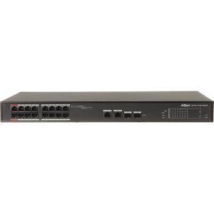 Dahua PoE-switch 100 Mbps, 16 poorten + 2G uplink + 2 SFP, ePoE 8 poorten, ePoE tot 800 m, Hi-PoE (16 ports), Netwerkschakelaar