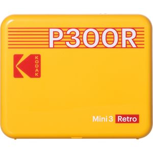 Kodak Mini 3 Retro P300ry60 Draagbare Instant Fotoprinter Bundel 3x3 Geel (Direct thermisch, Kleur), Printer, Geel