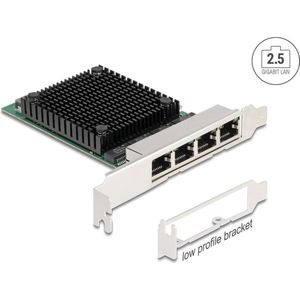 Delock PCI Express x4 Netzwerkkarte 2,5 Gigabit LAN 4 x RJ45 RTL8125 (PCI-E x4), Netwerkkaarten, Zwart
