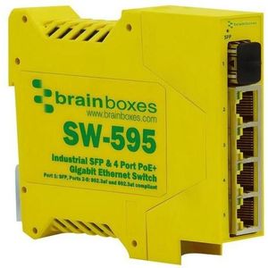 Brainboxes Industriële SFP + 4 poort PoE+ (5 ports), Netwerkschakelaar