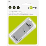 Goobay USB2.0 Hi-Speed HUB/Verdeler (USB-A, 4 Havens), Docking station + USB-hub, Transparant