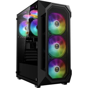 Gamdias Boitier Moyen Tour ATX Aura GC1 Elite RGB avec panneau vitré (Noir) (ATX), PC-behuizing, Zwart
