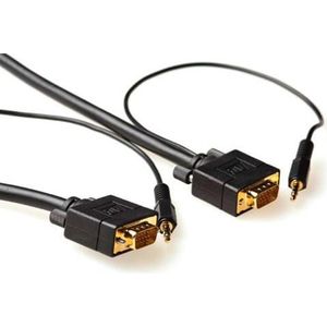 ACT 3m VGA + 3,5mm 3m VGA (D-Sub) + 3,5 mm (1/8"") VGA (D-Sub) + 3,5 mm (1/8"") Zwarte HDMI-kabel (3 m, VGA), Videokabel