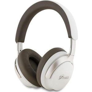 Guess PU Lederen Script Logo ANC/ENC draadloze hoofdtelefoon Bluetooth Headset - Beige (Actieve ruisonderdrukking, 32 h, Draadloze), Koptelefoon, Beige