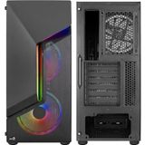 Midi-Toren - Zwart - Gehard Glas - Inclusief Vier 120 mm FRGB-Fans