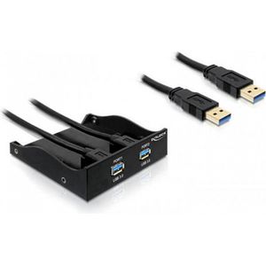 Delock - USB 3.0 - Front Paneel - Zwart - 2 Poorten, Gegevensoverdracht tot 5 Gbps