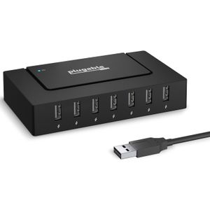 Plugable USB 2.0 Hub 60W Voedingsadapter (USB-B, 7 ports), Docking station + USB-hub, Zwart