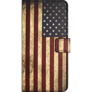 Cover-Discount iPhone 15 Plus - Leren hoesje met Amerikaanse vlag (iPhone 15 Plus), Smartphonehoes, Veelkleurig