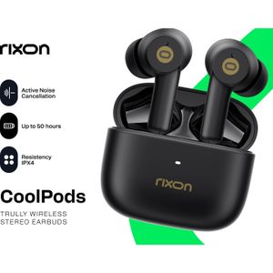 Rixon CoolPods oordopjes zwart (Draadloze), Koptelefoon, Zwart