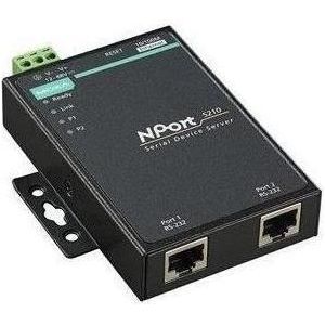 Moxa NPORT 5210-T - RS-232 apparaatserver met 2 aansluitingen, bedrijfstemperatuur -40 tot 75 °C, Printer server