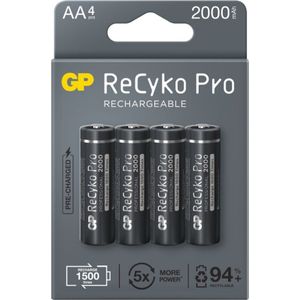 GP Batteries 4 x AA R6 oplaadbare batterijen GP ReCyko Pro Ni-MH 2000mAh (4 Pcs., AA, 2000 mAh), Batterijen