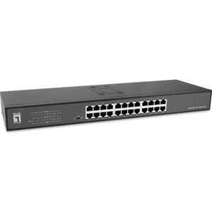 LevelOne Switch 24x GE GEU-2431 19' Rack Mount Kit Unmanaged Gigabit Ethernet (10/100/1000) 1U Zwart (24 ports), Netwerkschakelaar, Zwart
