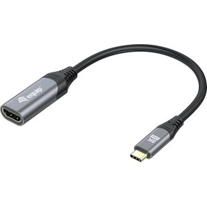 equip Adapter USB-C -> HDMI 2.1 8K60Hz 0,15m gr (HDMI, 15 cm), Data + Video Adapter, Grijs, Zwart
