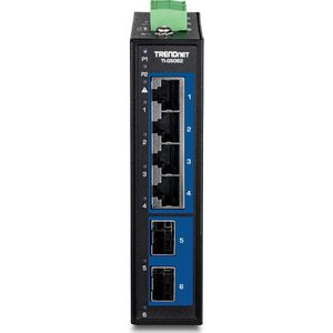 Trendnet 6-poorts industriële 2.5G DIN-Rail schakelaar met 10G SFP (6 ports), Netwerkschakelaar, Zwart