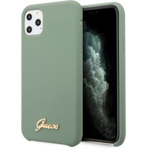 Guess Hard Cover Silicone Vintage (iPhone 11 Pro), Smartphonehoes, Groen