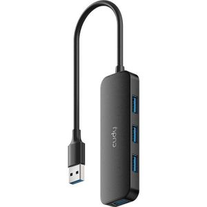 Cudy USB-A 3.0 hub met 4 poorten (USB-A, 4 ports), Docking station + USB-hub, Zwart
