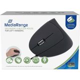 MediaRange - Ergonomische Muis - Zwart - Bedraad - 6 Knoppen