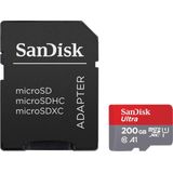 SanDisk Ultra A1 (microSDXC, 200 GB, U1, UHS-I), Geheugenkaart, Grijs, Rood