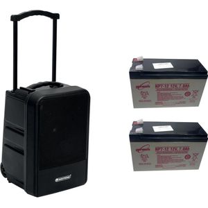 Omnitronic Set MOM-10BT4 Modulair Draadloos PA-systeem + 2x oplaadbare batterij (Actief), PA-luidsprekers, Zwart