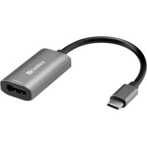 Sandberg Koppeling vastleggen (USB Type C, HDMI (type A)), Adapter voor mobiel apparaat, Grijs