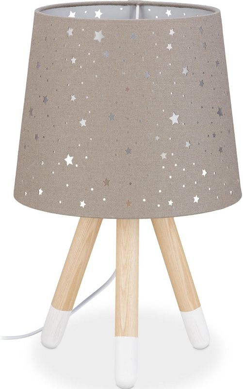 Nachtlamp - Grijs - Kinderlamp - 40 cm Hoog - E14-fitting - Ronde Lampenkap