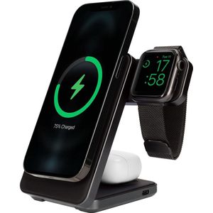 Mobiparts Foldable Wireless 3 in 1 Charger 15W Triangle Aluminum (15 W), Draadloze laders, Zilver