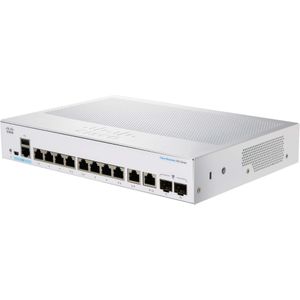 Cisco Switch CBS250-8T-E-2G-EU 10-poorts (10 Havens), Netwerkschakelaar, Zilver