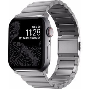 Nomad Band Titanium Zilver V2 42/44 mm (42 mm, 44 mm, Titanium, Apple Watch Series 1, Apple Watch Series 2, Apple Watch Series 3, Apple Watch serie 4, Apple Watch serie 5, Apple Watch serie 6, Apple Watch SE), Horlogebandjes, Grijs