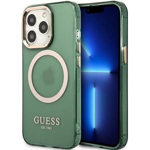 Guess GUHMP13XHTCMA iPhone 13 Pro Max 6,7"" zielony/kaki hard case Gold Outline Transparante MagSafe (iPhone 13 Pro Max), Smartphonehoes, Groen