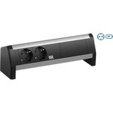 Bachmann - Desk 1 - Stekkerdoos - Zwart - Geanodiseerd Aluminium - 2 Stopcontacten