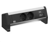 Bachmann - Desk 1 - Stekkerdoos - Zwart - Geanodiseerd Aluminium - 2 Stopcontacten
