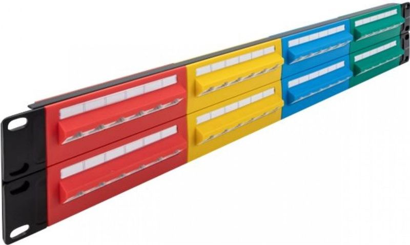 Delock - Patch Panel - 19 Inch - Rood/Geel/Blauw/Groen - Metaal/Plastic - 48x RJ45 Jack
