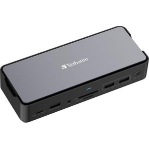 Verbatim CDS-15SSD (USB C), Docking station + USB-hub, Grijs, Zwart