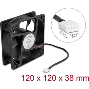 Delock Axiallüfter 12 V DC, 120 x 120 x 38 mm schwarz (120 mm, 1 x), PC ventilator, Zwart