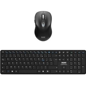 Port Designs Bluetooth toetsenbord en muis (FR, Draadloze), Toetsenbord, Zwart