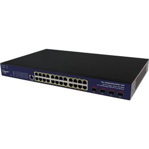 Allnet Switch smart managed Layer2 28-poorts - 24x 1 GbE - PoE Budget 400W - 4x SFP+ - 19" - Ventilatorloos (28 ports), Netwerkschakelaar, Zwart