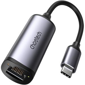 Choetech Choietech Externe USB Netwerkkaart Type C - RJ45 2.5Gbps Grijs (HUB-R02 Grijs) (0.20 m, USB 3.2 Gen 1), USB-kabel