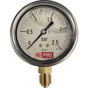 RS PRO Druckmessgerät Prozessanschluss unten Analo, Metrologie