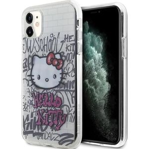 Hello Kitty HKHCN61HDGPHT iPhone 11 / Xr 6.1"" zwart/wit hardcase IML Kitty op bakstenen graffiti (iPhone 11), Smartphonehoes, Wit