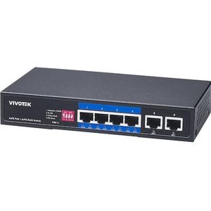 Vivotek AW-FET-060P-060 Switch unman. 6-Port, PoE (6 Havens), Netwerkschakelaar, Zwart