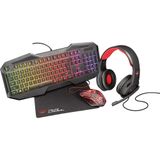 Trust GXT 788RW 4-in-1 Gaming Bundel (NL, Bedraad), Toetsenbord, Zwart, Rood