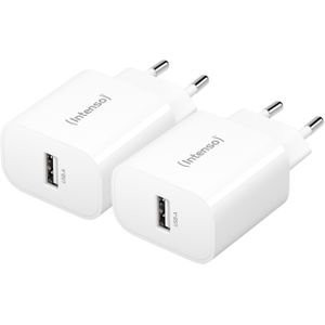 Intenso - Power Adapter W5A - Wit - Dubbelpak - 5W - Voor iPhone en Samsung Galaxy