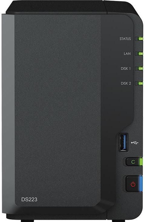 Synology - DS223 - Netwerkopslag - Zwart - 8TB - 2Bay met 2x 4TB HAT3300-4T HDD