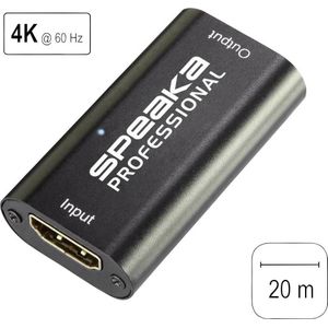 SpeaKa Professional HDMI™ Repeater via signaalkabel 20 m (HDMI, 2.80 cm), Data + Video Adapter, Zwart