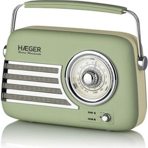 Haeger - RB-GRE.001A - Draagbare Radio - Retro - Bluetooth, FM, USB, AUX, 12 uur autonomie