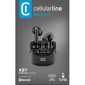 Cellularline TWS Bluetooth KEY Kopfhörer mit (16 h, Draadloze), Koptelefoon, Zwart