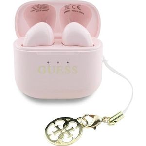 Guess TWS Glossy Effect Bedrukte Klassieke Logo & Bedel Koptelefoon - Roze (4 h, Draadloze), Koptelefoon, Roze