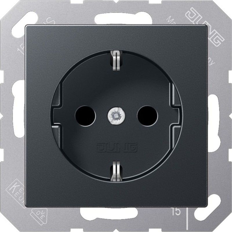 JUNG - A 1520 BFKI ANM - Inbouwstopcontact - Antraciet - Thermoplast